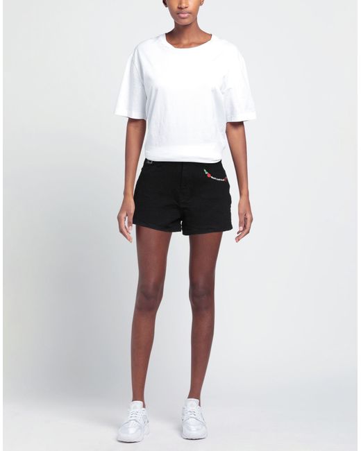 Versace Black Denim Shorts Cotton, Elastane
