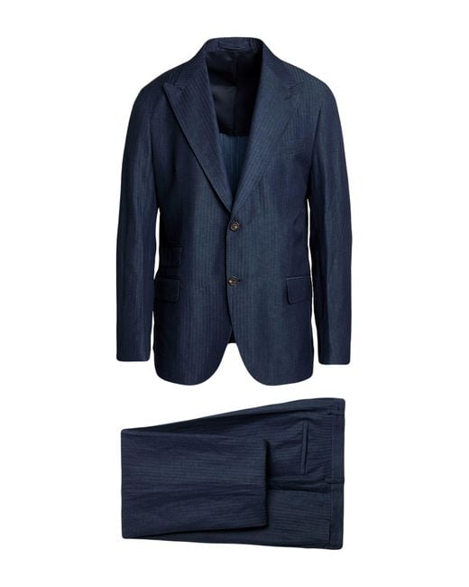 Eleventy Blue Suit Wool, Linen for men