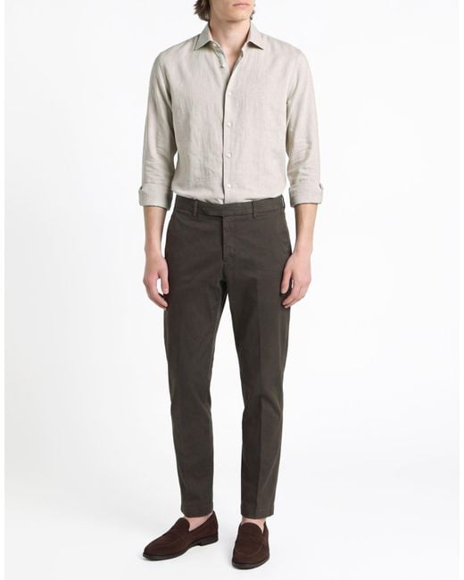 Paoloni Gray Military Pants Cotton, Elastane for men