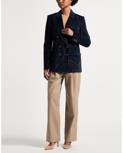 Etro Blue Midnight Blazer Cotton, Elastane