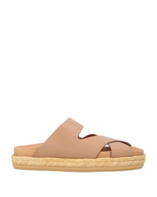 Paloma Barceló White Camel Sandals Cow Leather, Natural Raffia