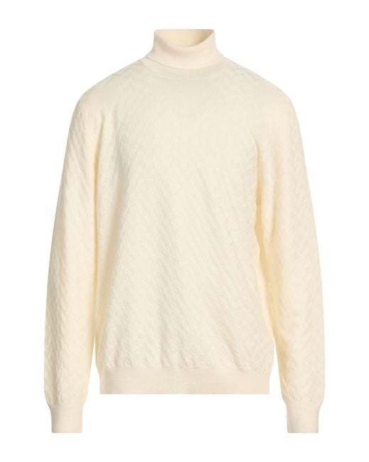 Tagliatore White Cream Turtleneck Virgin Wool for men