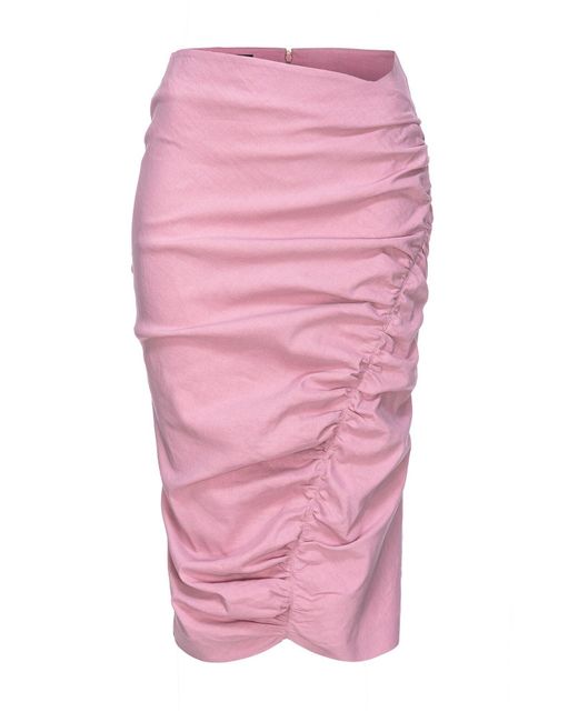 Jupe mi-longue asymétrique à fronces Pinko en coloris Pink