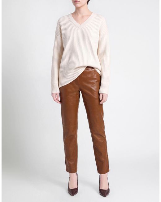Alberta Ferretti Brown Pants Leather