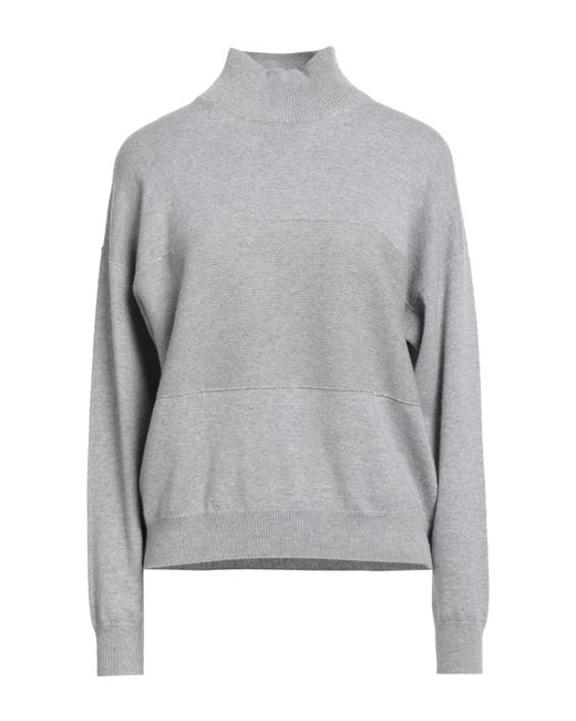 Peserico Gray Turtleneck Virgin Wool, Silk, Cashmere, Viscose