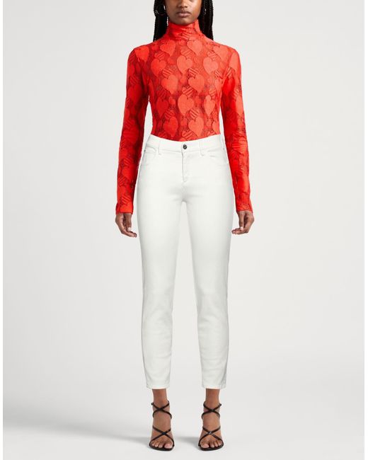 CYCLE White Jeans Cotton, Red Paper, Red Polyester, Elastane