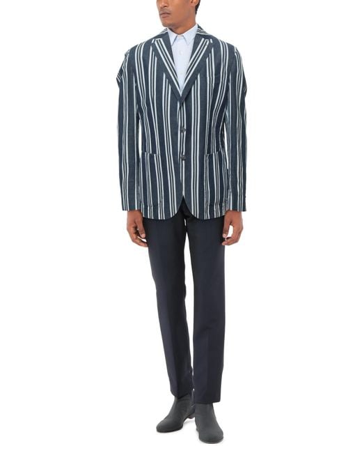 L.b.m. 1911 Blue Blazer Cotton, Linen, Silk for men
