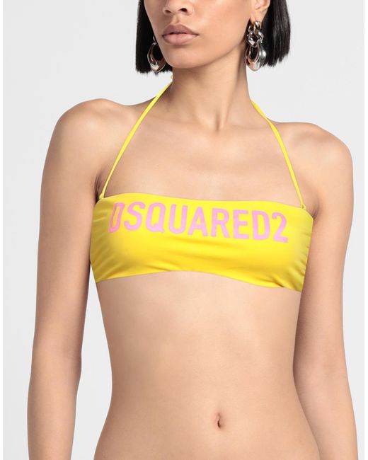 DSquared² Yellow Bikinioberteil mit Logo-Print