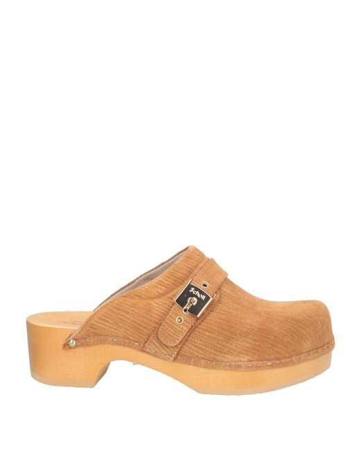 Scholl Brown Tan Mules & Clogs Leather