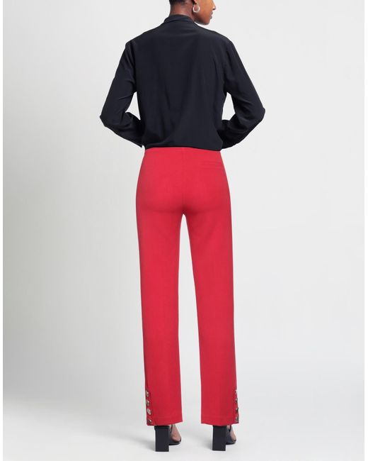 DOUBLE C Red Pants Polyester, Viscose, Elastane