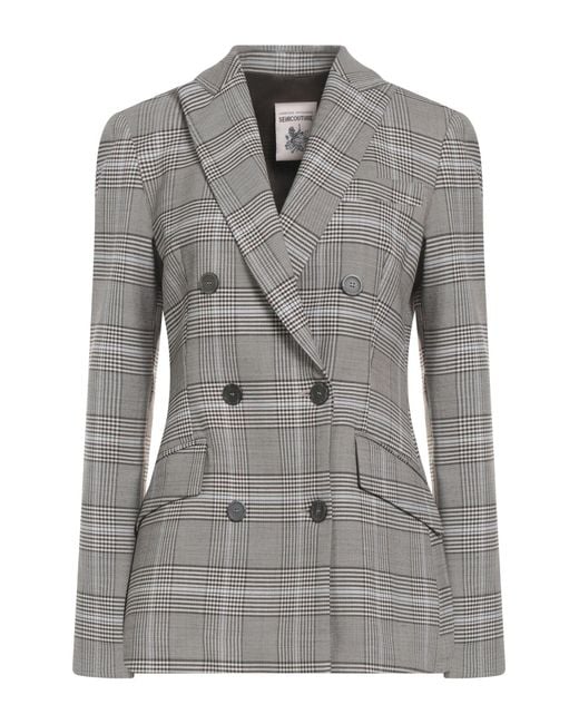 Semicouture Gray Light Blazer Polyester, Viscose, Wool, Elastane