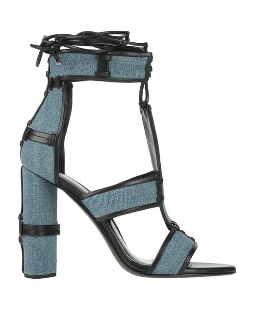 Tom Ford Blue Sandals Leather, Textile Fibers