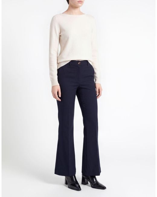 SOLOTRE Blue Midnight Pants Polyester, Virgin Wool, Elastane