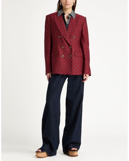 Etro Red Blazer Wool, Cotton