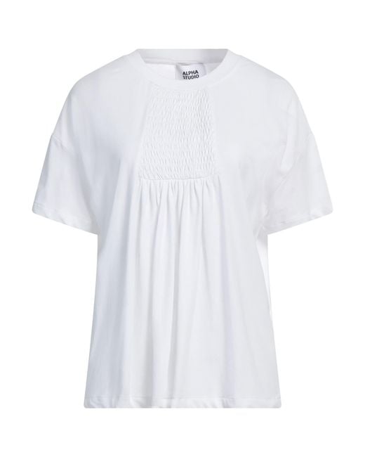 Alpha Studio White T-Shirt Cotton, Elastane