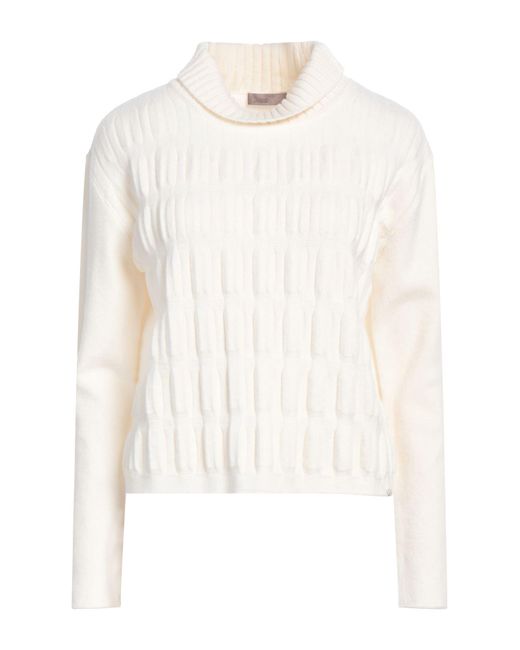 Herno White Cream Turtleneck Wool, Polyamide, Elastane