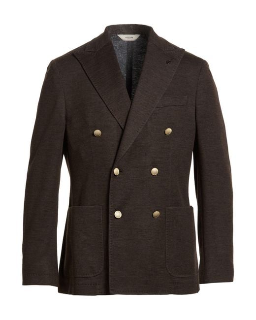 Paoloni Black Blazer Cotton, Virgin Wool, Acrylic, Polyamide for men