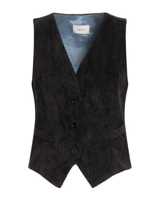 ViCOLO Black Tailored Vest Polyester, Nylon, Elastane