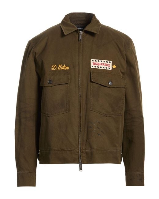 DSquared² Green Military Jacket Cotton for men