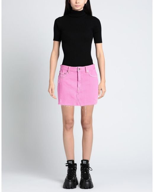 People Pink Fuchsia Denim Skirt Recycled Cotton, Cotton