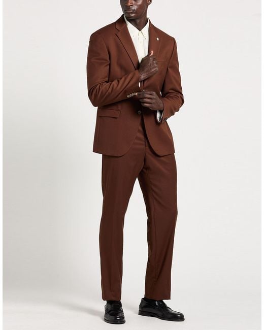Manuel Ritz Brown Suit Polyester, Viscose, Elastane for men