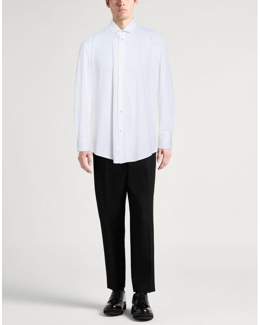 Brian Dales White Shirt Polyester, Elastane for men