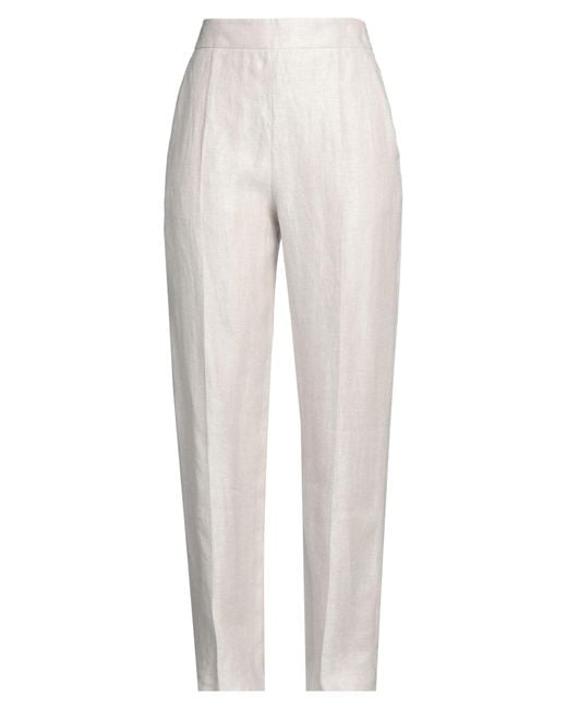 Agnona White Light Pants Linen