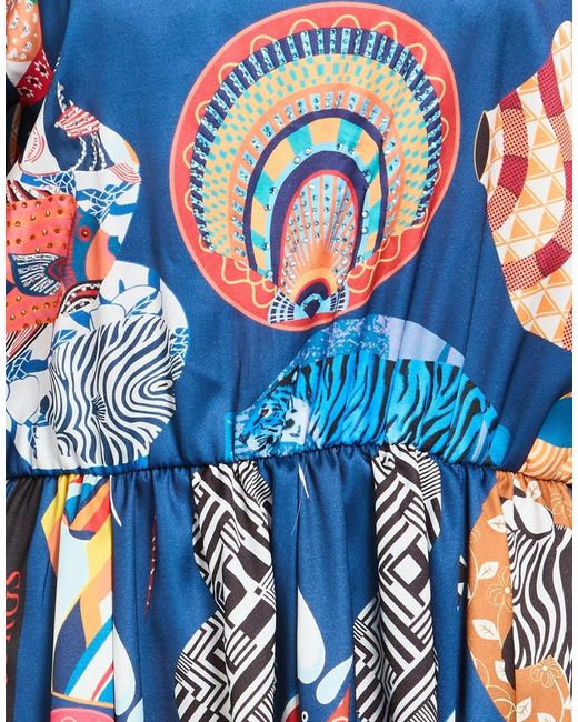 5 PROGRESS Blue Mini Dress Polyester