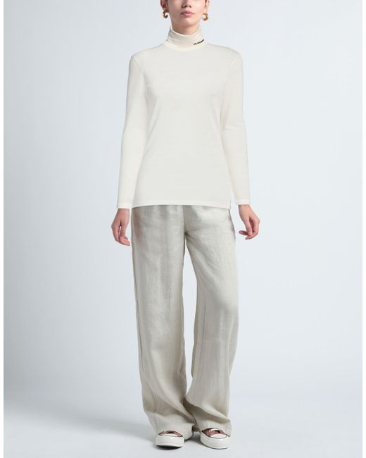 Jil Sander White Ivory T-Shirt Polyester, Virgin Wool