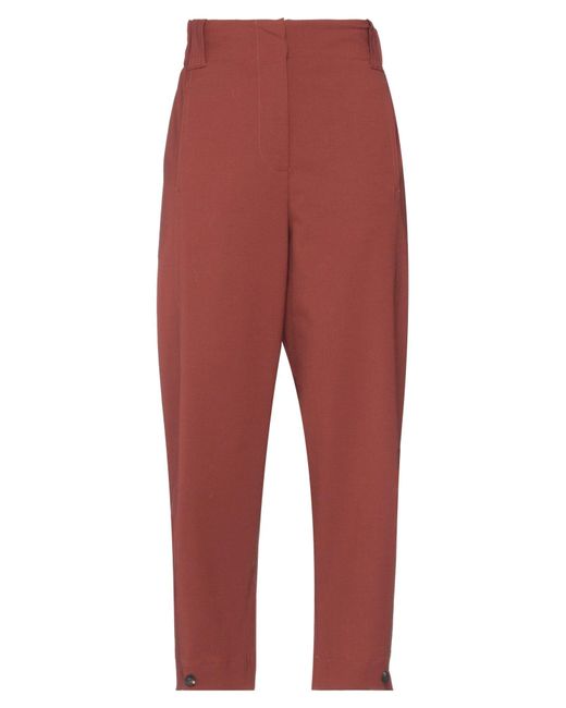 Alysi Red Cocoa Pants Polyester, Virgin Wool, Elastane