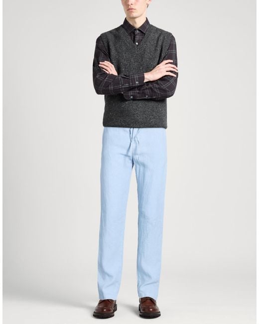 120% Lino Blue Trouser for men
