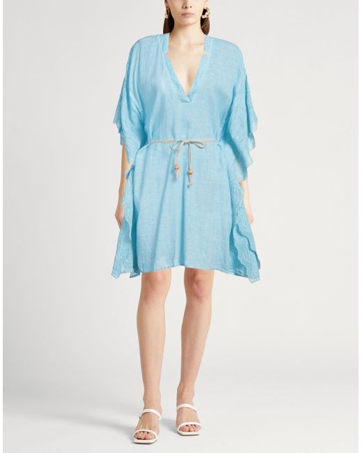 120% Lino Blue Mini Dress