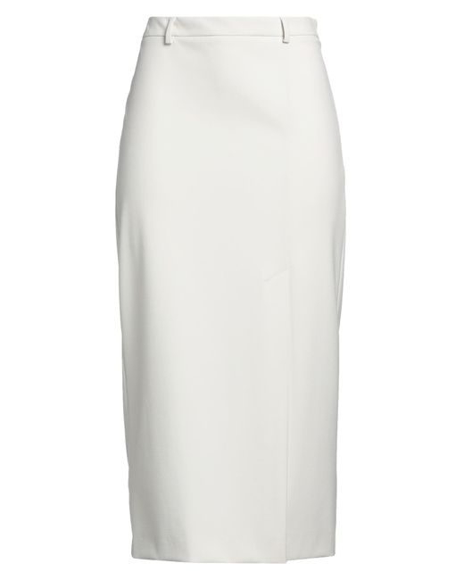 Marella White Monochrome Midi Skirt Polyester, Viscose, Elastane