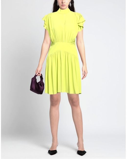Semicouture Yellow Mini Dress Acetate, Silk