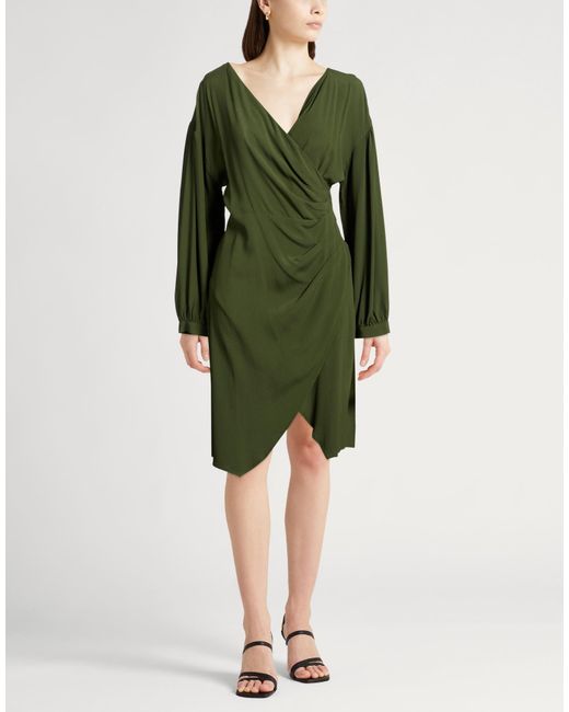 Semicouture Green Midi Dress Acetate, Silk