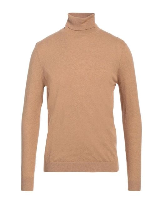 AT.P.CO Natural Camel Turtleneck Cotton, Wool, Cashmere for men