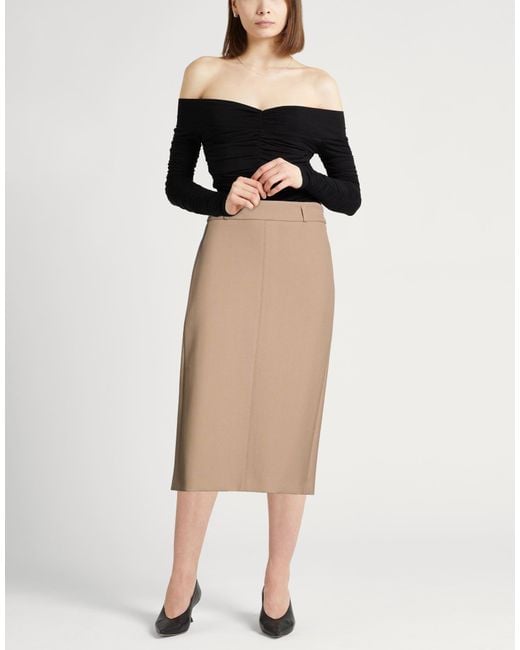 Peserico Natural Midi Skirt Polyester, Viscose, Cotton, Elastane