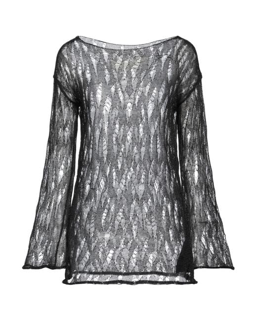 Isabel Benenato Black Sweater Cotton, Metallic Fiber