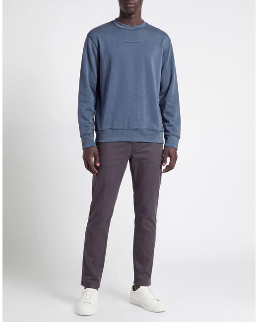 ARMANI EXCHANGE Blue Slate Sweatshirt Modal, Polyester, Elastane for men