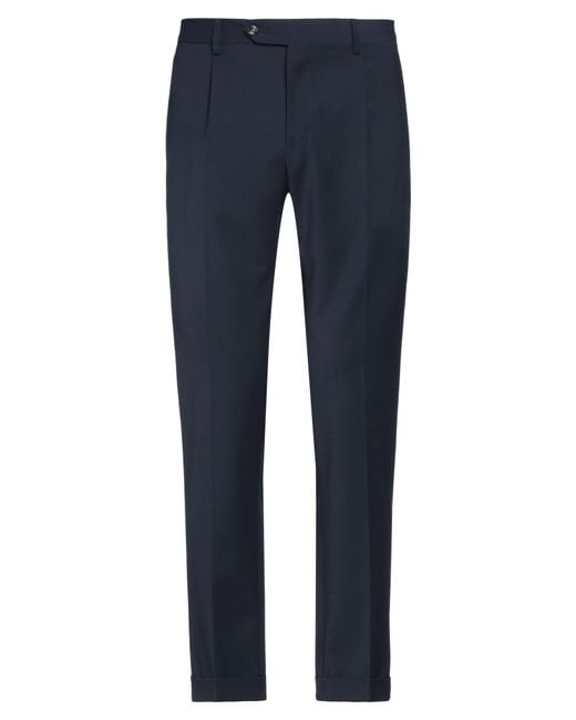 Barba Napoli Blue Pants Polyester, Wool, Elastane for men