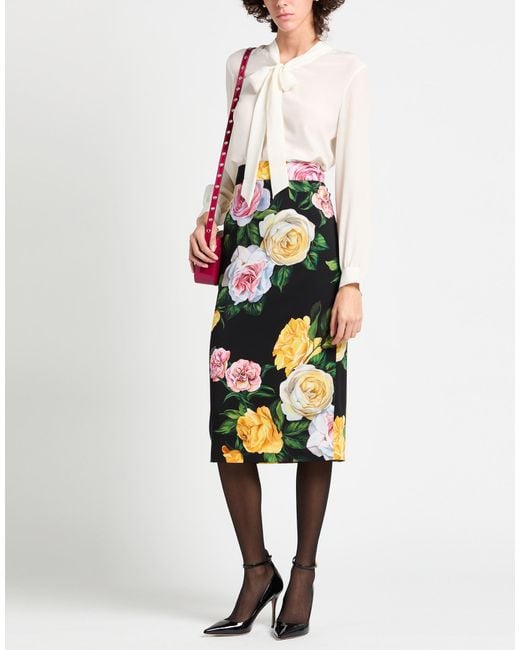 Dolce & Gabbana Gray Midi Skirt Silk, Elastane