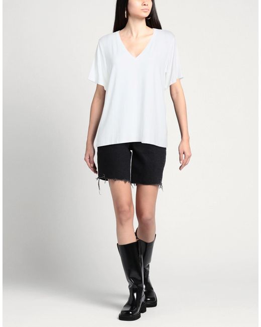 Majestic Filatures Women's White Ivory T-Shirt Viscose, Elastane