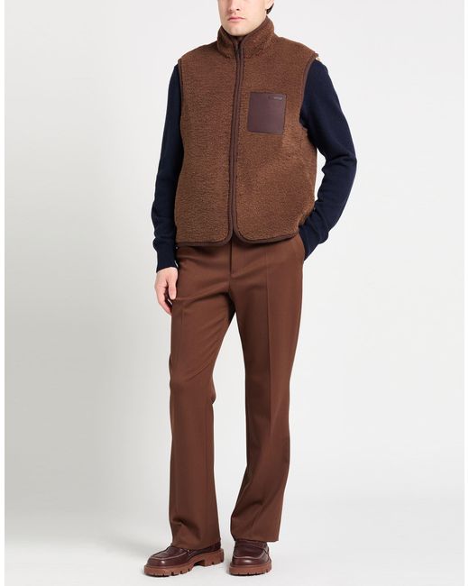 Moncler Brown Vest Polyester, Calfskin for men