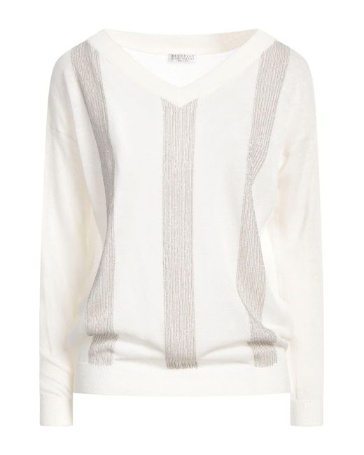 Brunello Cucinelli White Pullover