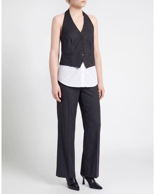 Department 5 Black Charcoal Tailored Vest Virgin Wool, Polyester, Viscose, Elastane