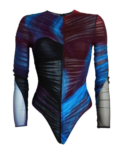 Mugler Blue Bodysuit Recycled Polyamide, Elastane