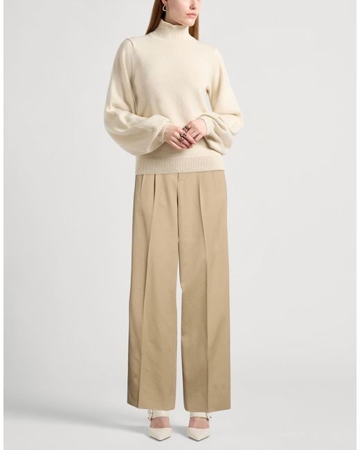Céline Natural Khaki Pants Cotton, Wool