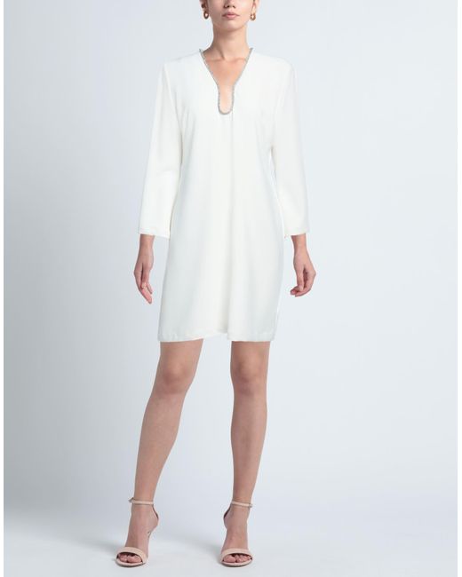 Nenette White Mini Dress Polyester, Elastane