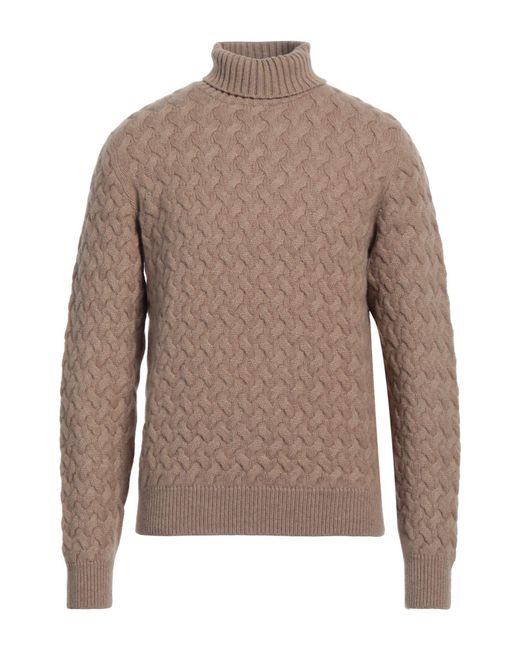 Fedeli Brown Camel Turtleneck Cashmere for men