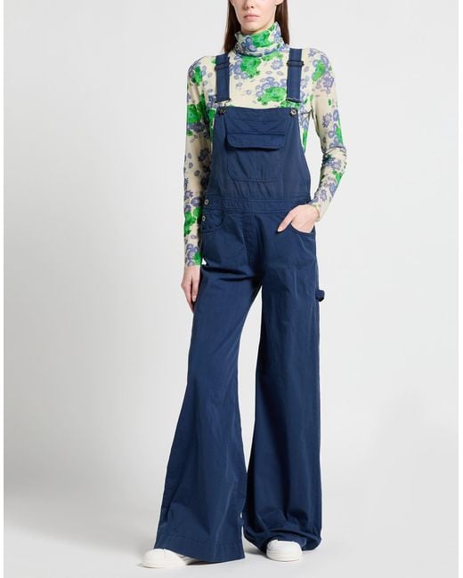Semicouture Blue Overalls Cotton, Elastane